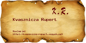 Kvasznicza Rupert névjegykártya